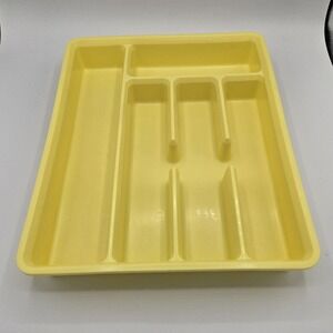 Vintage Rubber Queen Yellow Silverware Tray Utensil Drawer Organizer Tray